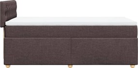 vidaXL Κρεβάτι Boxspring με Στρώμα Σκούρο Καφέ 90x190 εκ. Υφασμάτινο