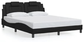 Πλαίσιο Κρεβατιού με LED Μαύρο 160x200εκ. Συνθετικό Δέρμα - Μαύρο