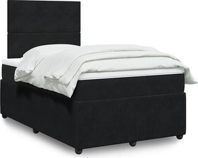 vidaXL Κρεβάτι Boxspring με Στρώμα Μαύρο 120x190 εκ. Βελούδινο
