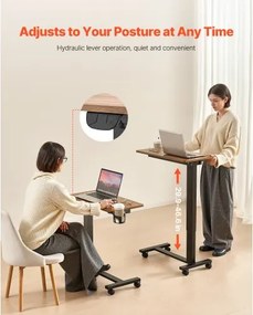 VEVOR Overbed Table Mobile Bed Side Desk with Electric Lifting &amp; 4 Wheels Wood