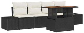 vidaXL Σετ Καναπέ Κήπου με αποθήκευση 5 pcs Μαύρο Πολυ ράταν