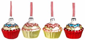 JΚ Home Décor - Στολίδι Cupcake Γυάλινο S/4 5.5cm