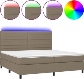 vidaXL Κρεβάτι Boxspring με Στρώμα &amp; LED Taupe 200x200 εκ. Υφασμάτινο