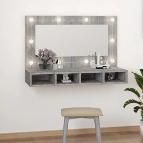 Έπιπλο Καθρέπτη με LED Γκρι Sonoma 90x31,5x62 εκ. - Γκρι