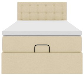 vidaXL Οθωμανικό κρεβάτι με στρώμα & LEDs Cream 80x200cm ύφασμα