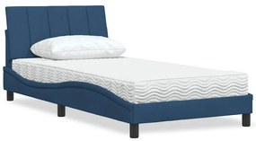 vidaXL Κρεβάτι με Στρώμα Hanko Μπλε 100 x 200 εκ. Υφασμάτινο