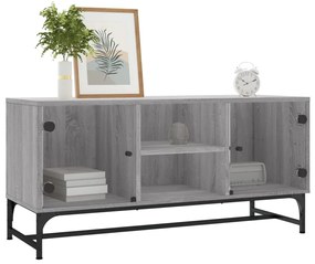 vidaXL Έπιπλο Τηλεόρασης Sonoma Γκρι 102x37x50 εκ. με Γυάλινες Πόρτες