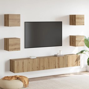 vidaXL Σετ επίπλου τηλεόρασης 6 pcs Καφέ 200 x 30 x 30 cm Μοριοσανίδα