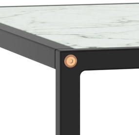 vidaXL Τραπεζάκι Σαλονιού Μαύρο 80x80x35 εκ. Λευκό Γυαλί Όψη Μαρμάρου