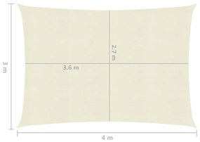 Πανί Σκίασης Κρεμ 3 x 4 μ. από HDPE 160 γρ./μ²  - Κρεμ