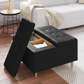 vidaXL Οθωμανικό αποθήκευσης Μαύρο 80 x 80 x 45 cm Τεχνητό δέρμα