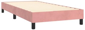 vidaXL Κρεβάτι Boxspring με Στρώμα &amp; LED Ροζ 90x190 εκ. Βελούδινο