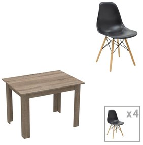 Σετ Τραπεζαρίας Manka-Julita 5 τεμ σε Sonoma Truffle - Μαύρο 110x80x77εκ. 110x80x77 εκ.