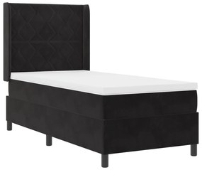 vidaXL Κρεβάτι με Στρώμα & LED Μαύρο 100x200 εκ Βελούδο