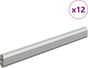 vidaXL Ράβδος Ντουλάπας 12 pcs Ασημί 264 x 15 x 29 mm