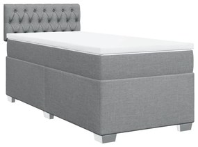 Κρεβάτι Boxspring με Στρώμα Ανοιχτό Γκρι 90x190 εκ. Υφασμάτινο - Γκρι