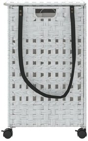 vidaXL Καλάθι Άπλυτων με Τροχούς Λευκό 66x35x60 εκ. από Ρατάν