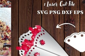 Σετ των 2 Intra απο ξύλο plywood 3mm-4mm πάχος - Κώνος κομφετί Δίασταση 30x20 cm INTRAFABR-34159515