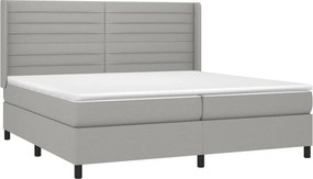 vidaXL Κρεβάτι Boxspring με Στρώμα Ανοιχτό Γκρι 200x200 εκ. Υφασμάτινο
