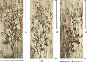 ΠΙΝΑΚΑΣ ΤΡΙΠΤΥΧΟ MDF RED FLOWERS AND BERRIES HM7204.01 60x50x0,3 εκ.