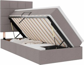 vidaXL LED Κρεβάτι αποθήκευσης με στρώμα Taupe 100 x 200 cm Ύφασμα