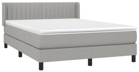 Κρεβάτι Boxspring με Στρώμα Ανοιχτό Γκρι 140x190 εκ. Υφασμάτινο - Γκρι