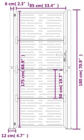 Πύλη Κήπου Ανθρακί Τετράγωνο Σχέδιο 105 x 180 εκ. Ατσάλινη - Ανθρακί