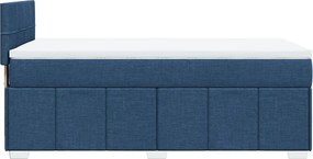 vidaXL Κρεβάτι Boxspring με Στρώμα Μπλε 100 x 200 εκ. Υφασμάτινο