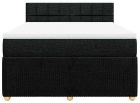 vidaXL Κρεβάτι Boxspring με Στρώμα Μαύρο 140x190 εκ. Υφασμάτινο