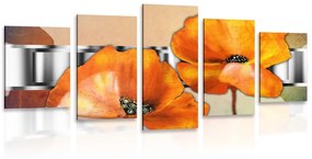 5 μέρη εικόνα λουλούδια σε ανατολίτικο στυλ - 100x50