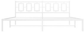 Πλαίσιο Κρεβατιού με Κεφαλάρι Λευκό 200 x 200 εκ. Μεταλλικό - Λευκό