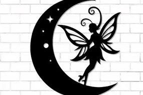 Intra απο ξύλο plywood  Χρώμα wenge 3mm-4mm πάχος - Fairy and Moon Wall Art Δίασταση 40x50 cm INTRAFABR-94768398