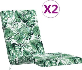 vidaXL Μαξιλάρια Ξαπλώστρας 2 τεμ. Σχέδιο με Φύλλα από Ύφασμα Oxford