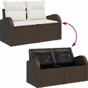 vidaXL Σετ Καναπέ Κήπου 8 pcs Καφέ και Λευκό συνθετικό ρατάν