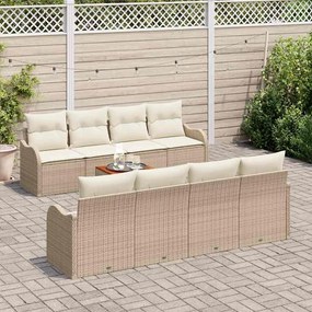 vidaXL Σετ Καναπέ Κήπου 9 pcs Μπεζ, λευκό