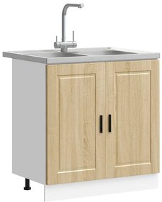 vidaXL Βάση νιπτήρα 2 pcs Καφέ 80 x 46 x 84.5 εκ. Επεξεργασμένο ξύλο