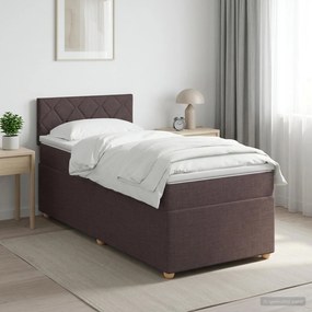 vidaXL Κρεβάτι box spring με στρώμα Σκούρο Καφέ 90 x 200 cm Ύφασμα