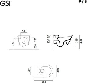 GSI Kube-X Swirl 9415 - Κρεμαστή λεκάνη - USPA