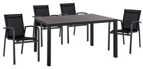 Set 5 pieces Aluminum Table &amp; aluminum armchairs grey