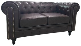 Καναπές Διθέσιος ArteLibre AVERY Σκούρο Καφέ PU 155x90x73cm-14290074