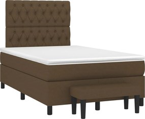 vidaXL Κρεβάτι Boxspring με Στρώμα Σκούρο Καφέ 120x190 εκ Υφασμάτινο