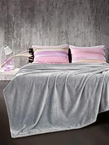 Κουβέρτα Με Μαξιλαροθήκη Microfiber Velour Υπέρδιπλη Rombus Silver 220x240εκ. Guy Laroche