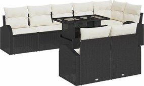 vidaXL Σετ Καναπέ Κήπου με αποθήκευση 9 pcs Μαύρο Πολυ ράταν