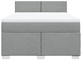 Κρεβάτι Boxspring με Στρώμα Ανοιχτό Γκρι 140x200 εκ. Υφασμάτινο - Γκρι