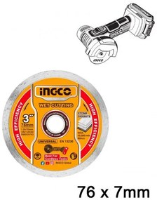 Διαμαντόδισκος Δομικών Γενικής Χρήσης 76mm x 7mm DMD020762 INGCO DMD020762