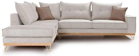 Γωνιακός καναπές δεξιά γωνία Luxury II pakoworld ύφασμα cream-mocha 290x235x90εκ