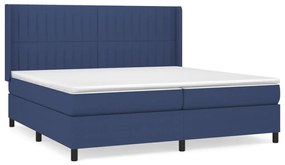 vidaXL Κρεβάτι Boxspring με Στρώμα Μπλε 200x200 εκ. Υφασμάτινο