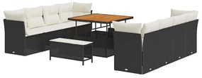 vidaXL Σετ Καναπέ Κήπου 11 pcs Μαύρο και κρεμ 100 x 100 x 71 cm