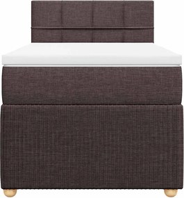 vidaXL Κρεβάτι Boxspring με Στρώμα Σκούρο Καφέ 90x200 εκ. Υφασμάτινο