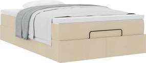 vidaXL Οθωμανικό κρεβάτι με στρώμα Cream 120x200cm ύφασμα